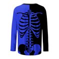 thumbnail image 5 of Patlollav Womens Winter Tees Casual Color Matching Skeleton Print Round Neck Loose T-Shirt Long Sleeve Shirt, 5 of 6