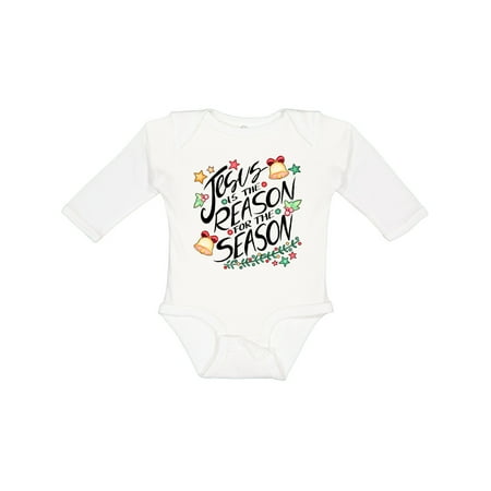 

Inktastic Jesus is the Reason for the Season Christmas Bells and Stars Boys or Girls Long Sleeve Baby Bodysuit
