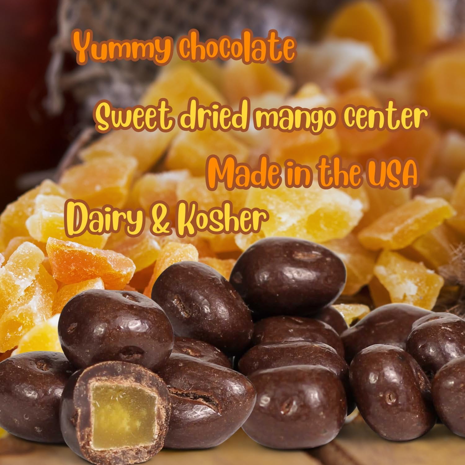Milk Chocolate Covered Dried Mango by It's Delish, 3.75 LBS Jumbo Container  Gourmet Chocolate Covered Mango Bits Fruit Snacks Bulk Chocolate Candy Treats  Dairy, Kosher