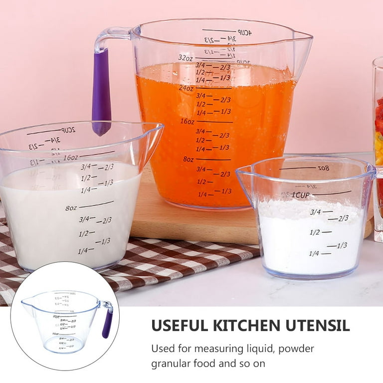 3 pcs 1 Set Practical Measuring Cups Convenient Kitchen Utensils (Purple) 