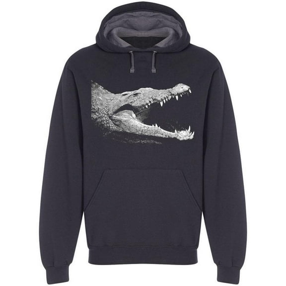 Crocodile On Dark, Sketch Hoodie Men -Image by Shutterstock, Male 3X-Large