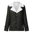 thumbnail image 2 of Abrigo de invierno para mujer, grueso y cálido, de felpa, elegante, monocolor, clásico, con solapa, manga larga, con capucha, botones, chaqueta de invierno, chaqueta de entretiempo, chaqueta de felpa, 2 of 5