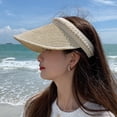 thumbnail image 5 of Sombrero de mujer con circunferencia de 55-58 cm, sombrero de verano con perla, sombrero para el sol con parte superior vacía, sombrero para el sol anti-ultravioleta, sombrero para el sol de ala, 5 of 5