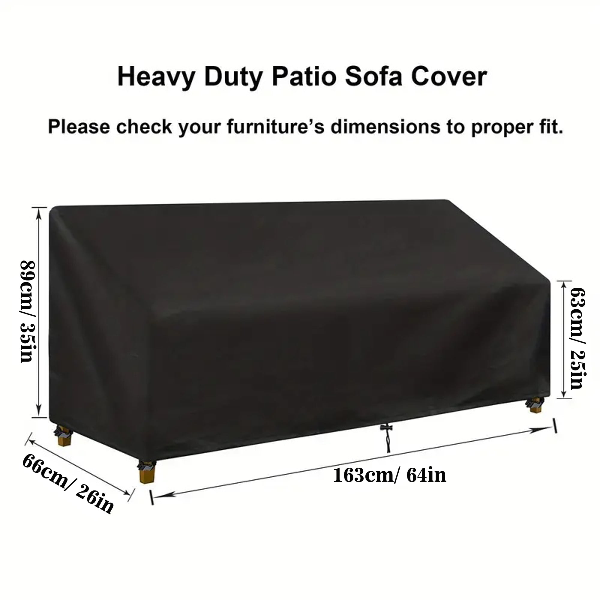 SHELTUSE Patio Furniture Covers 64 x 26 x 35 inch Waterproof Outdoor Patio Chair Covers Durable Rectangular Sofa Covers Patio Furniture Set Cover Resistant for Rain Snow Dust Anti-UV Windproof