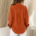 thumbnail image 6 of WULMLEO Women's Corduroy Shirt Casual Loose Fit Long Sleeve Lapel Button Down Fall Winter Tops Orange M, 6 of 9