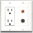 thumbnail image 1 of Ultra Spec Cables 15 Amp Power Outlet 1 Port RCA Red 1 Port 3.5mm Wall Plate, 1 of 1