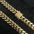 thumbnail image 3 of Mens Heavy Miami Cuban Link Chain Choker 14k Gold Plated Hip Hop Thick Stainless Steel 8mm/10mm/12mm/14mm/16mm Necklace/Bracelet, 3 of 8
