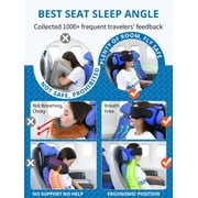 SARISUN Travel Pillows for Airplanes, Airplane Pillow for Long Flight, Airplane Head Strap with Eye Mask for Sleeping, Kids Travel Neck Pillow for Car, Road Trip Car Headrest, Black