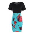 thumbnail image 3 of DondPO Robe Sexy Midi Robes Manches Épissées Robe Fleurie Sexy Femmes Courte Col Rond Mode Imprimée Robe d'Été Robe Moulante Robe Verte TG, 3 of 5