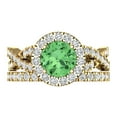 thumbnail image 2 of Clara Pucci 18K Yellow Gold Round Cut 1Ct Simulated Green Diamond Engagement Ring + Matching Band - Luxury Box Included, 2 of 7