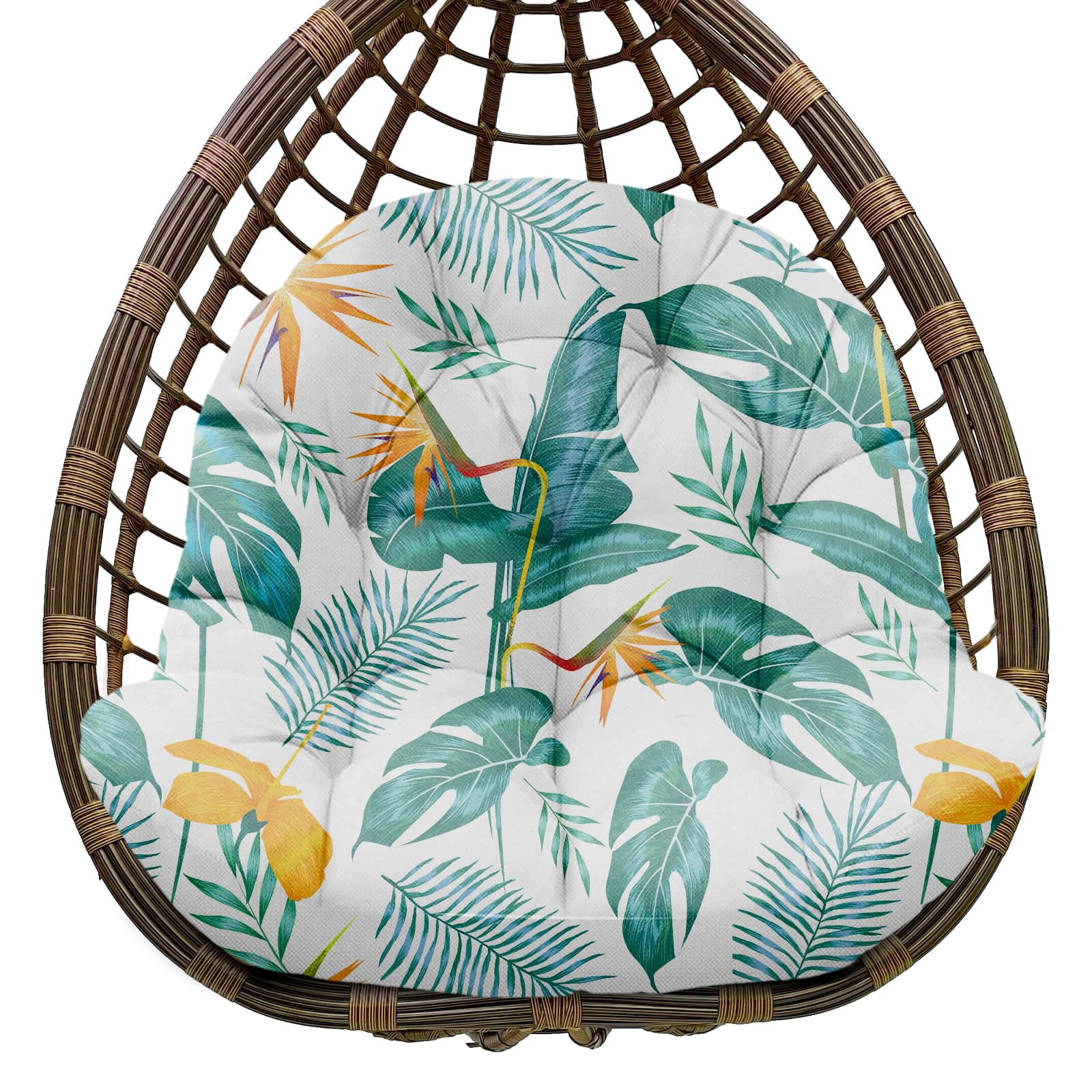 Waterproof Egg Chair Cushion Replacement Outdoor Hanging Egg Chair Cushion 47x35x7 Inches Thicken Couch Cushions with Ties, Blue Enchantress