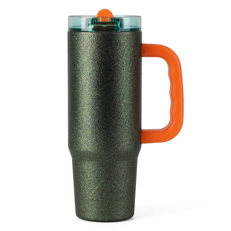 Ozark Trail 30 oz Limited Edition Stainless Steel Insulated Tumbler with Handle, Green Glitter