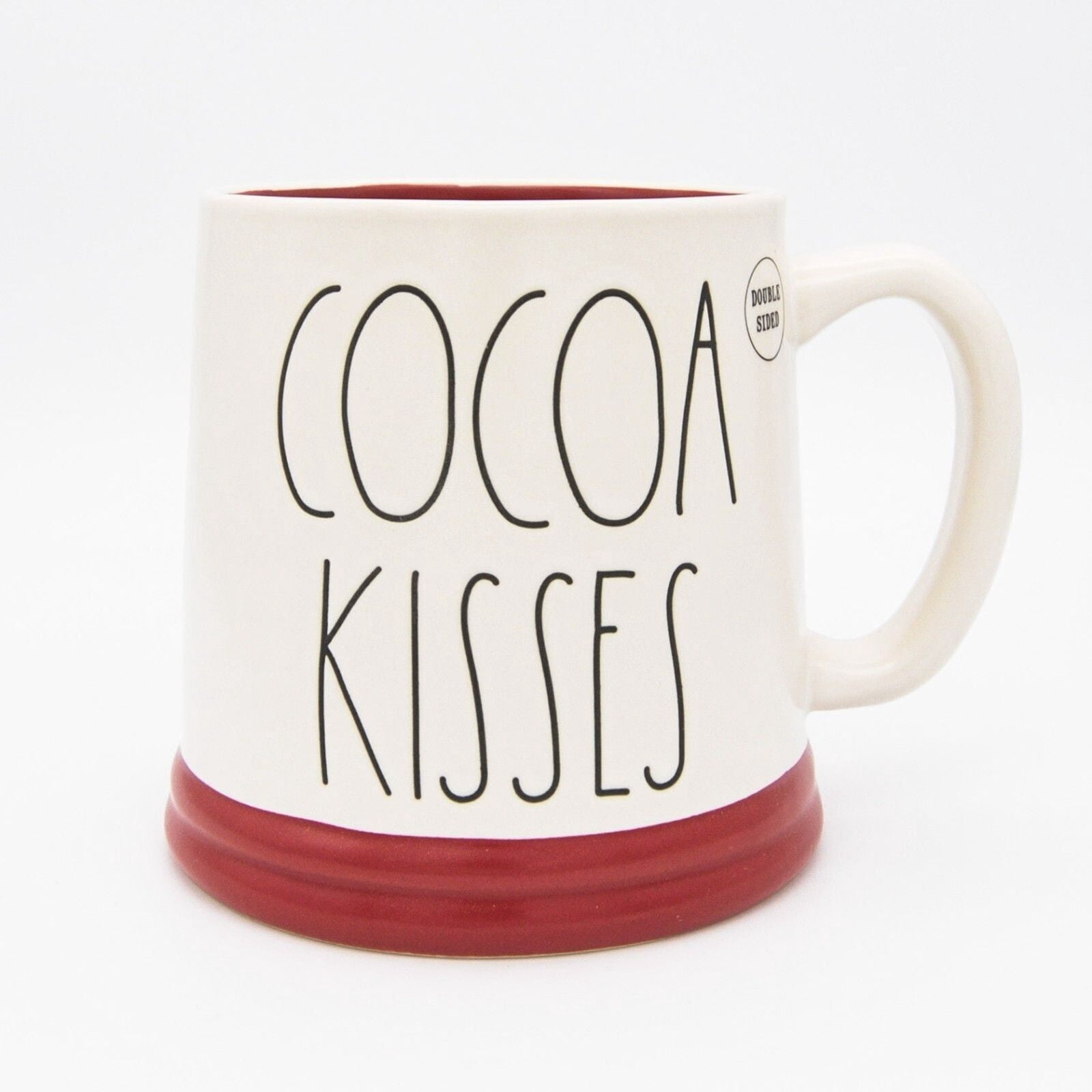 Rae Dunn "HUGS - KISSES" Two-Sided Ceramic Mug - 16 Oz, Handcrafted Style, Dishwasher Safe