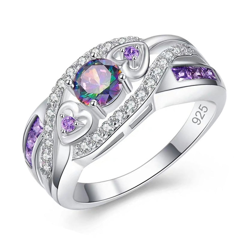 Fashion 925 Silver Filled Peridot Birthstone Engagement Wedding Ring Size 6-10 