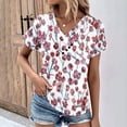 thumbnail image 2 of Tops de Algodón para Mujeres Cuello en V Moda Casual Manga Corta Primavera Verano Top para el Hogar Y Diario, 2 of 6