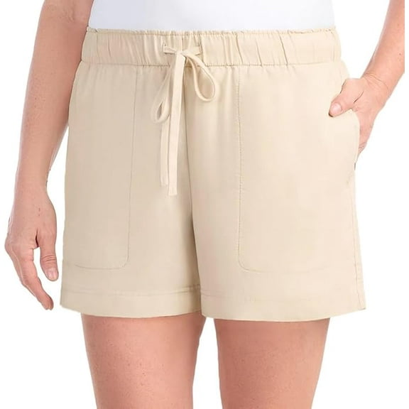 Hilary Radley Womens Lightweight Pull-on Tencel Short Stone (Tan), M