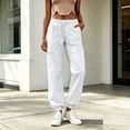 thumbnail image 2 of Tqcoqu Cargo Pants for Women Baggy - Drawstring Elastic Waist Multi-Pocket Cargo Pants with Ankle Ties Y2K Festival Outfits Hiking Camping,White Women's S-XXXXXL, 2 of 8