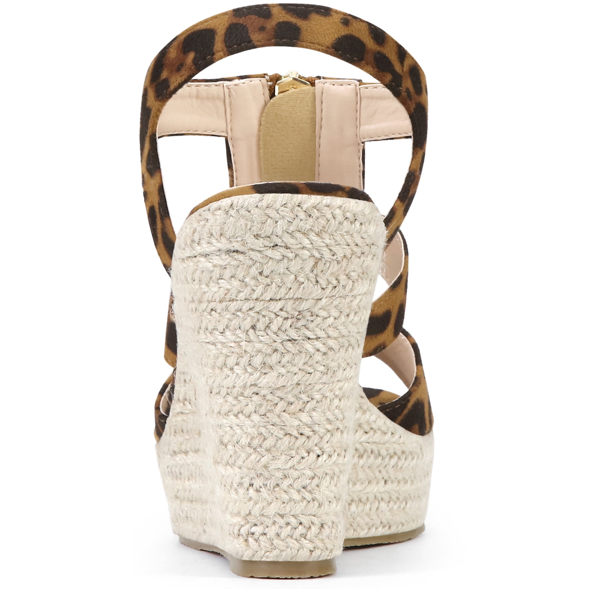 DARING DIVA Women's Wedges Zipper Sandals Platform Wedges Heels Sandals Leopard 7