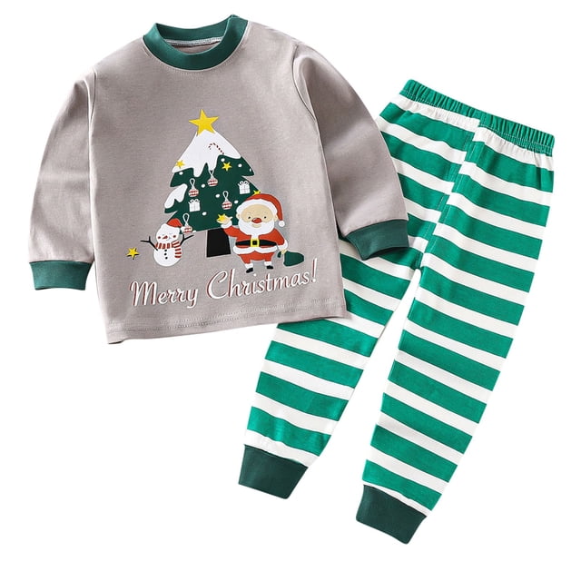 Ensemble de sous-Vêtements Thermiques pour Garçons Hiver 2025 Manches Longues Col Rond Pyjamas Verts