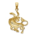 thumbnail image 4 of 14k Yellow Gold Polished Texture Finish Large Size3-D Taurus Zodiac Charm Pendant, 4 of 4