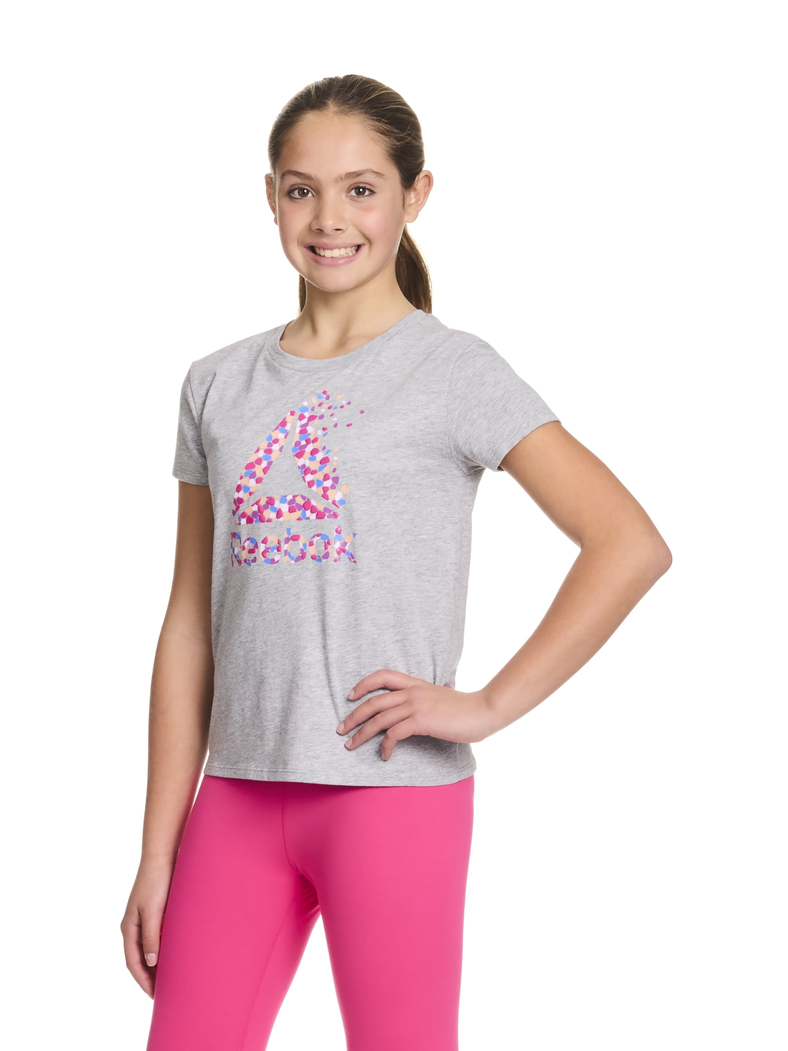 Reebok Girl’s Printed Short Sleeve Graphic T-Shirt, Sizes 4-18