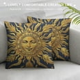 thumbnail image 3 of Throw Pillow Covers Vintage Celestial Baroque Blue Gold Sun Face Planet Astronomy Decorative Square Pillowcases Cushion Cover, 3 of 5