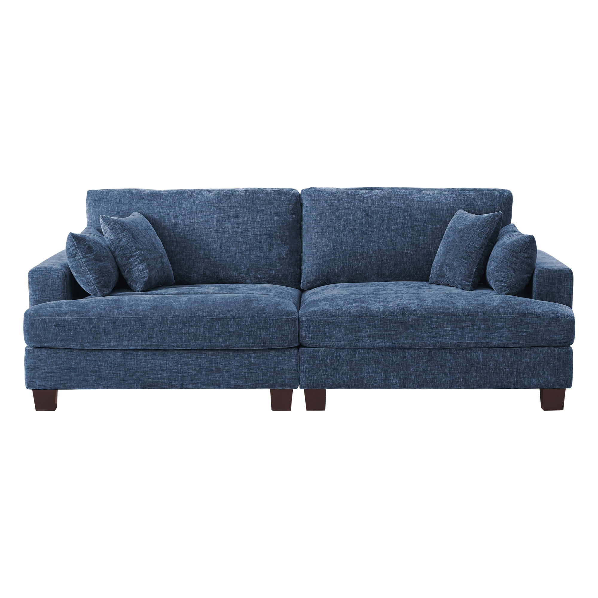 Dycanpo 3 Seater Corduroy Sectional Sofa with Pillow, 88" Upholstered Blue Couch,, Loveseat Sofa for Living Room, Blue