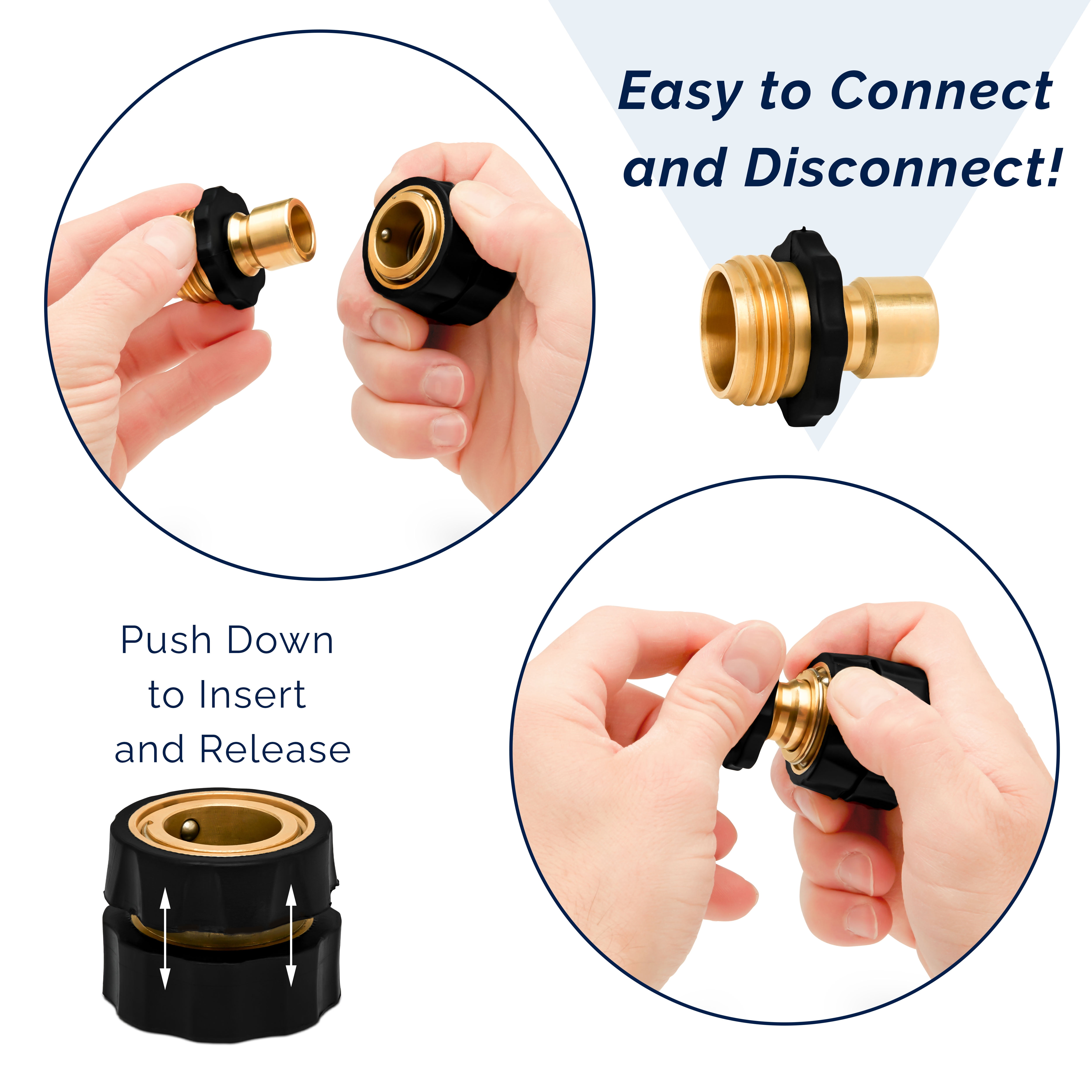 Morvat Brass Quick Hose Connector, Easily Add Attachments to Garden Hose, 6 Pack