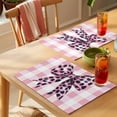 thumbnail image 4 of Placemat Set of 6 Leopard Print Bow Placemats for Dining Table Pink White Check Washable Table Mats for Kitchen and Party Decor Indoor & Outdoor Use, 4 of 8