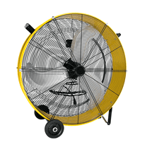30" 13,000 CFM High-Velocity, Heavy-Duty Industrial Fan, Drum Fan, with UL-Certified Safety Compliance, 3 Speeds, 9-ft Power Cord, 2 Wheels, Metal Housing/Aluminum Blades