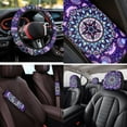 thumbnail image 4 of Uorisanigo Purple Mandala 14 Pack Automotive Seat Cover and Car Steering Wheel Cover Car Console Cover Auto Headrest Cover Auto Seat Belt Cover Water Cup Pad Soft Anti-slip for Cars SUVs, 4 of 6