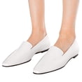 thumbnail image 2 of YDN Women Comfortable Almond Closed Toe Loafers Flats Heels Slip On Pumps Office Ladies Fashion Dressy Soft Shoes Size 4 White, 2 of 4