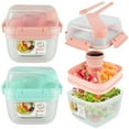 thumbnail image 1 of HLONK Salad Container with Utensils Leakproof Salad Bento Box with 3 Compartment Tray Reusable Salad Lunch Box with Salad Dressing Cup Bento Salad Bowl Microwave Safe for Food Fruit Snack, 1 of 8