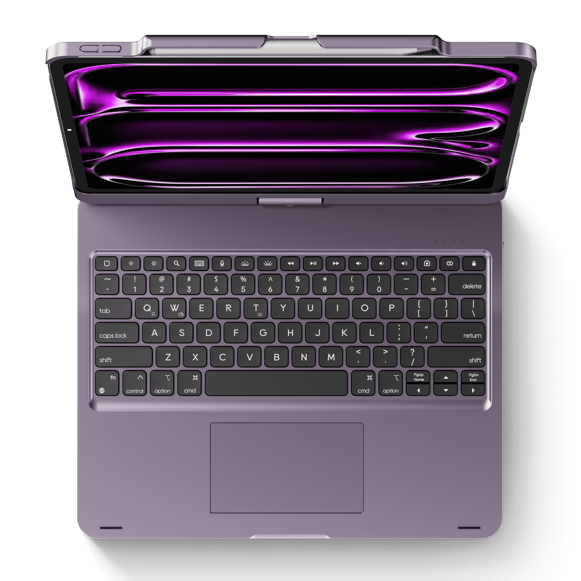 Pekarejue Wireless Keyboard Case Compatible with iPad Air 13-inch (M4 M3 M2) & iPad Pro 13 inch (M4 M5), iPad Pro 12.9-inch (6th-3rd): Rotatable Cover with Pencil Holder, Trackpad, RGB Backlit Purple