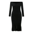thumbnail image 4 of VKEKIEO Semi Formal Dresses For Women Wrap Long Sleeve Solid Black S, 4 of 5