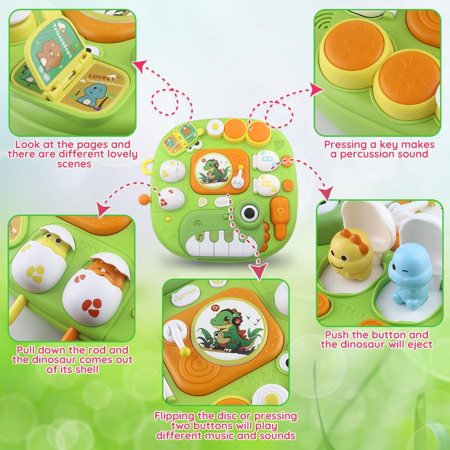 Baby Activity Table Learn Activity Center with Dinosaur Musical Piano & Light for Toddlers 18M+