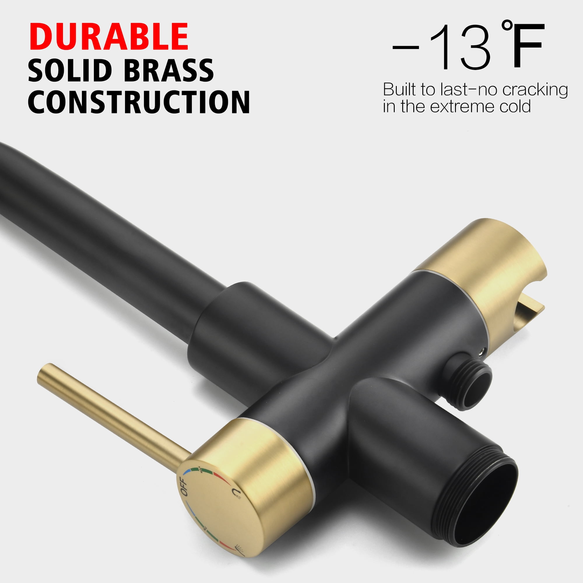 sumerain Floor Mount Tub Filler Faucet with Hand Shower, Brass Black and Gold High Flow Freestanding Bathtub Faucet Single Handle