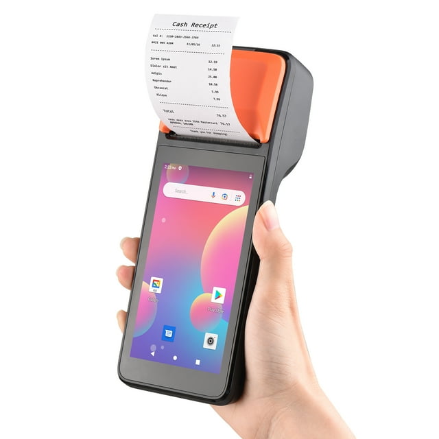 Riwcyla Handheld 3G POS Receipt Printer Android 8.1 1D2D PDA Terminal Support 3G WiFi Communication with 5.0 Inch Touchscreen 58mm Width Thermal Label Printing for Supermarket Restaurant Wareh