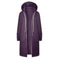 thumbnail image 5 of WEAIXIMIUNG Sweatshirts pour Enseignants Grande Taille Femmes Automne Hiver Mode Décontractée Couleur Unie à Capuche avec Cordon de Serrage Poches Zippées Long Manteau, 5 of 5