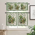 thumbnail image 2 of St. Patrick's Day Kitchen Curtains Valances and Tiers Set of 3 Vintage Watercolor Green Gnome Lucky Shamrocks Plaid Tier Curtains and Valance Rod Pocket Valance Curtains Set s 24 Inch Length, 2 of 8