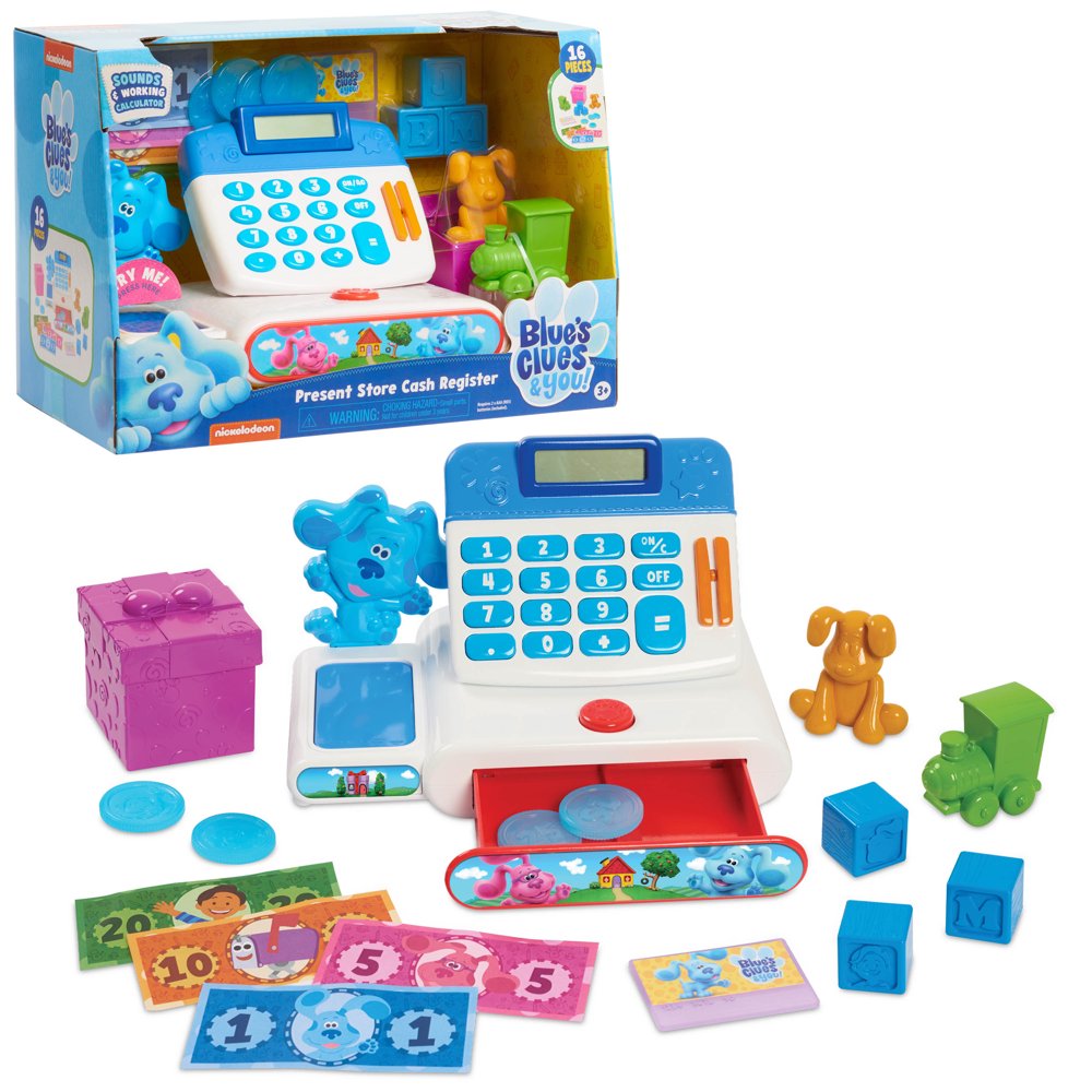 Blue's Clues & You! Present Store Cash Register, 14Piece Pretend Play Set with Lights and