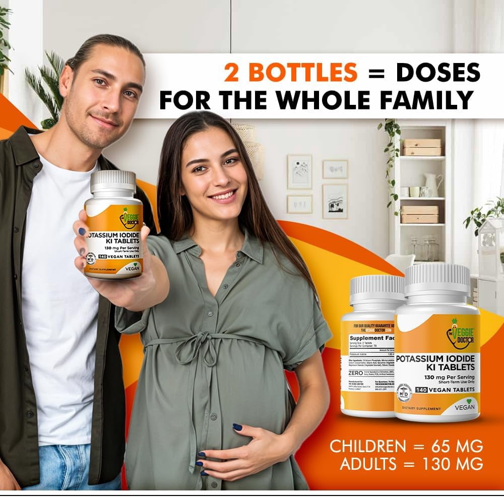 The Veggie Doctor Potassium Iodide 130mg – 140 Vegan Tablets – Iodine Supplement for Adults and Kids – USA-Made, Non-GMO, Gluten-Free