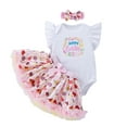 thumbnail image 2 of FASHOFT Infant Baby Girl First Easter Outfit Short Sleeve Easter Cartoon Rabbit Prints Romper and Mesh Skirt Set Newborn Easter Costume Pink 9-12 Months, 2 of 6