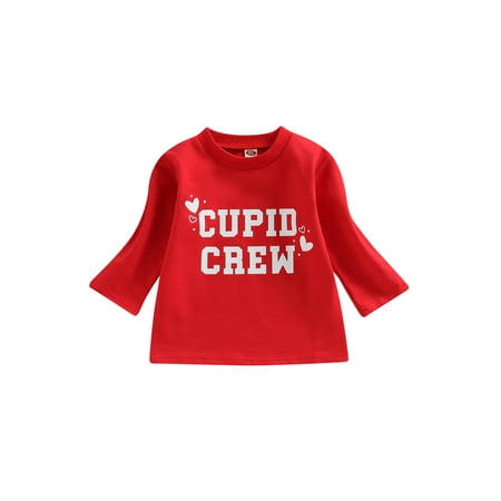 

Genuiskids Baby Girls Valentine s Day Pullover Red Casual Long Sleeve Letter Print Sweatshirt Tops