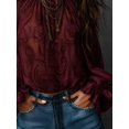 thumbnail image 5 of Women's Autumn Clothing, 1pc Cold Shoulder Printed Vintage Floral Chiffon Blouse, Semi-Sheer Long Sleeve Top Suitable For Summer And Autumn Wear,, 5 of 5