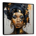 thumbnail image 2 of Designart "Expressive Tribes African Woman in Black and Gold IV" Fashion Framed Wall Art - Glam Black Woman Entryway Framed Wall Art Print, 2 of 6