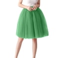 thumbnail image 3 of VUPSGEZ Clearance Women's High Waist Pleated Mesh Skirt Mid Length Large Size A Line Skirt (Green2,S), 3 of 3