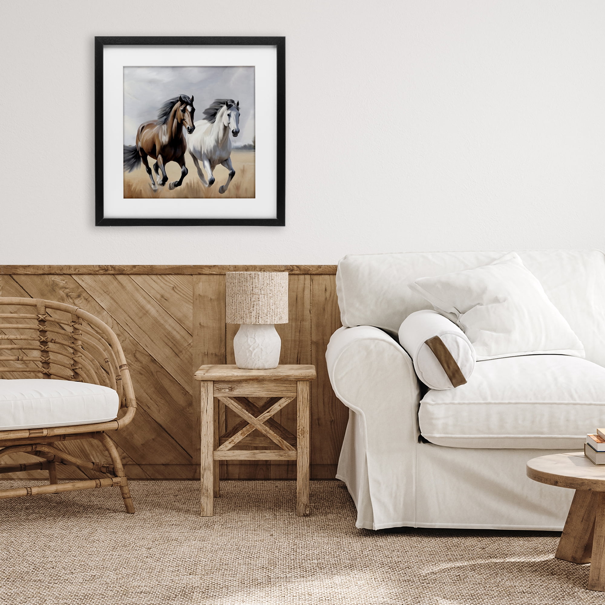 Stupell Industries Wild Run Twin Horses Black Framed Print Under Glass, design by Kim Allen