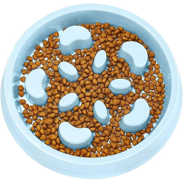 Dookuu Slow Feeder Dog Bowl No Choking Slow Feeder Bloat Stop Dog Food Water Bowl With Funny Pattern blue