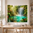thumbnail image 5 of Tropical Waterfall With Pink Flowers, Peaceful Photographic Style for Nature Lovers, Nature Wall Art, Housewarming Gift Tapestry Wall Hanging for Bedroom and Living Room, 5 of 7